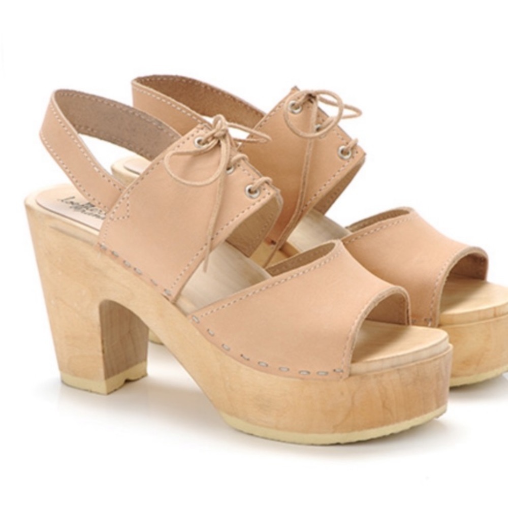 Loeffler Randall Heart LR Kaysa Heeled Peep-Toe Lace Clog Sandal Nude Size 38/8